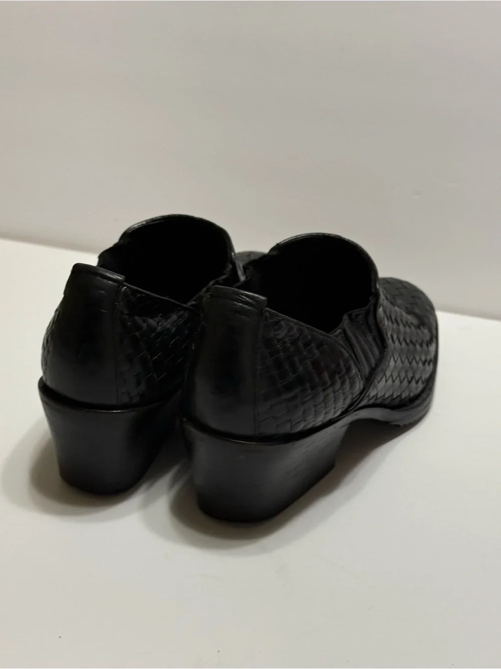 Cole Haan Black Woven Leather Slip-On Dress Shoes Women's Sz 7.5 B